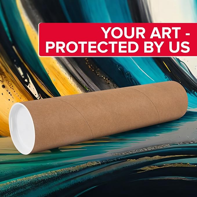 2" x 20" Reinforced Kraft Paper Mailing Tubes, Pack of 12 Tubes with 2 Caps Each – USPS Approved Poster Tube – Made in USA Cardboard Tube for Shipping and Storing Posters, Prints, Artwork, Documents