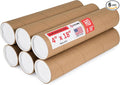 Paclord 4" x 18" Heavy-Duty Reinforced Cardboard Mailing Tube, Pack of 6 Tubes with 12 Caps – Secure USPS Approved – Great for Shipping and Storing of Prints, Artwork, Posters or Documents