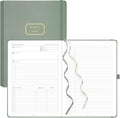 EMSHOI Meeting Notebook for Work with Sticky Tabs - 240 Pages, A4 Size Project Planner, PU Leather Meeting Agenda/Minutes Organizer for Women Men, Note Taking, Office & Business, 8.3"x11.7", Green