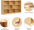 Bateso Toy Storage Organizer for Kids Room, Wooden Kids Bookshelf for Classroom, Cube Storage Organizer for Playroom, 8-Section Montessori Bookshelf & Toy Shelf for Nursery