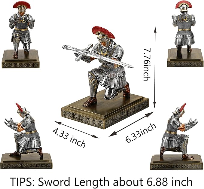HDMbigmi Roman Legion Soldier Knight Pen Holder Pen Stand Desk Organizers and Accessories for Office and Home(Silver)