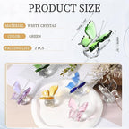 PATIKIL 2 Pcs Butterfly Crystal Paperweight, 75mm / 3 Inch Crystal Paperweight Paper Weight for Home Office Desktop Table Decor Wedding Party Jewelry Ornaments, Green