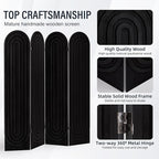 Asnefeli Room Divider and Folding Privacy Screen, 4 Panel Wood Arched Room Divider Wall, Portable Freestanding Partition Screen, Partition Divider for Room Separation for Home Office Bedroom, Black