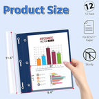 HAUTOCO 12 Pack Plastic Report Covers with 3-Prong Fasteners Clear Front Resume Portfolio Folder for 8.5x11 Letter Size Paper, Presentation Document Report Folders for Office School Use, Navy Blue