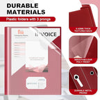 Teling 24 Pcs Clear Front Report Covers with 3 Prongs, Plastic Dark Red Presentation Folders Bulk with 3 Pockets for A4 and Letter Size Paper, 90 Sheet Capacity, Document Covers for School Business