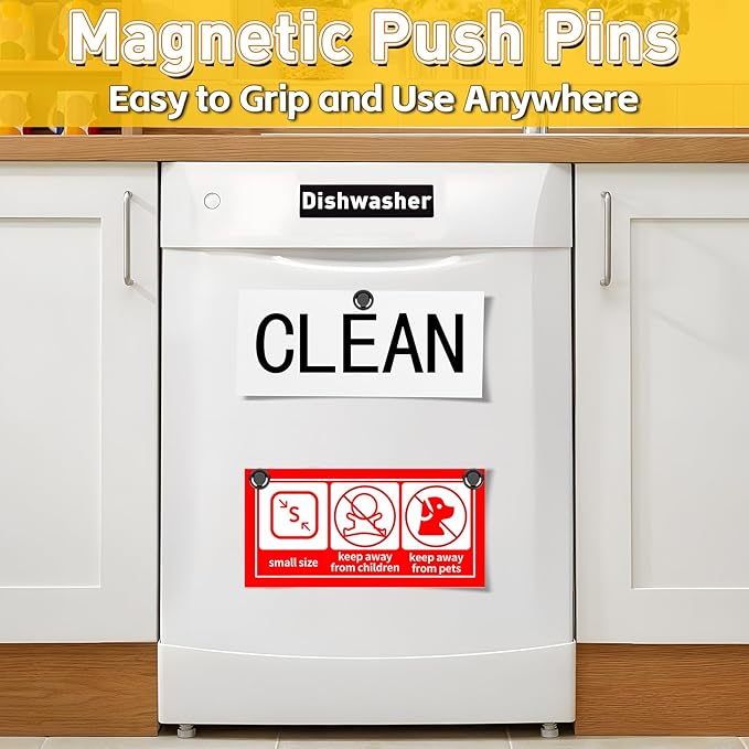 16 Pcs Fridge Magnets, Small Strong Magnetic Push Pins, Black Whiteboard Magnets for Locker, Kitchen Decor and Accessories, Office, Classroom Organization, Great Christmas Gifts for Men Women