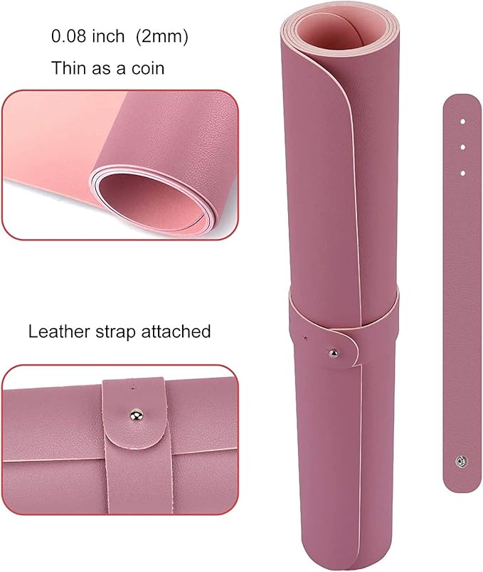 SUJAYU Dual Sided PU Leather Desk Pad, Mouse Pad, Office Desk Mat, Non-Slip Laptop Desk Pad, Waterproof Desk Writing Pad for Office and Home (23.6" x 11.8", Pink+Purple)