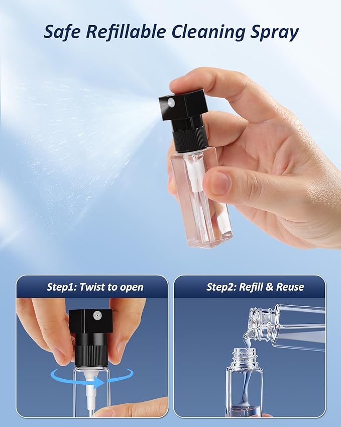 Professional Keyboard Cleaner Laptop Cleaning Kit – Keyboard Cleaning Kit for Computer MacBook iPhone Camera – Electronics Cleaner with Retractable Brush, Keycap Puller, 15ml Spray, Microfiber Cloth