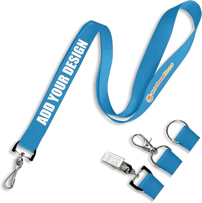 Wristband Bros Custom Lanyards For ID Badges, Keys & More | Add Text & Logos | Choose Your Attachment | Bulk Quantities For Events