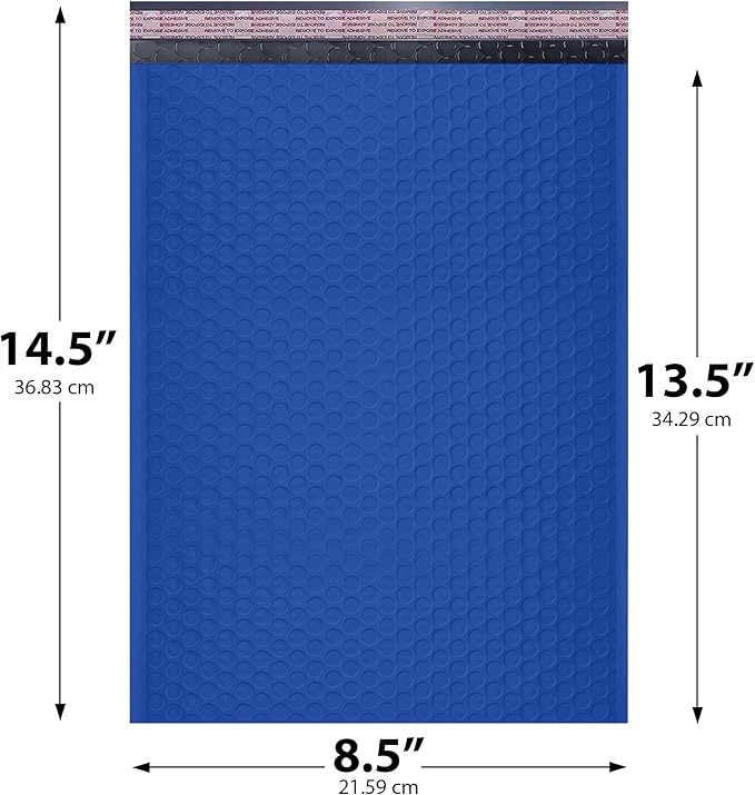 Royal Blue Poly Bubble Mailers 8.5x14.5 inch #3 | Self Seal Padded Envelopes | Cushioned Bubble Mailer | Usable Size 8.5x13.5 | WaterProof | Lightweight mailing Shipping Bags | 100 Pack Bulk