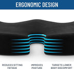 Everlasting Comfort Doctor Recommended Memory Foam Seat Cushion for Office Chairs & Car - Ergonomic Office Desk Accessories - Cushions for Tailbone Pain Relief, Sciatica (Black Upgraded, Large)
