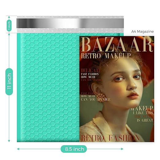 Fuxury Teal Bubble Mailers 8.5x12" Padded Envelopes 500 Pack Usable Size 8.5x11" Strong Adhesion Bubble Mailer Thick Padded Envelopes for Small Business Mailing Books Clothes Makeup Supplies #2