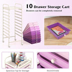 Giantex 10-Drawer Storage Cart w/Universal Wheel, Rolling Cart w/Handle, Home Organizer Storage Unit w/Removable Drawers, Trolley Utility Cart for Kitchen Makeup Living Room Office Play Room