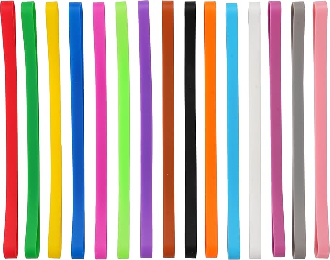 Rubber Bands Silicone 15 Pcs 5.5inch Elastic Bands for Notebook Books Cooking Wrapping Rubber Bands Boxes Wraps Office Supplies