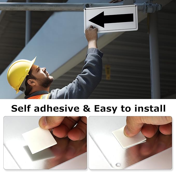 Black Arrow Sign Aluminum 10 x 5 Inch Heavy Duty Metal Waterproof Reflective Directional Sign for Outdoor 2 Pack