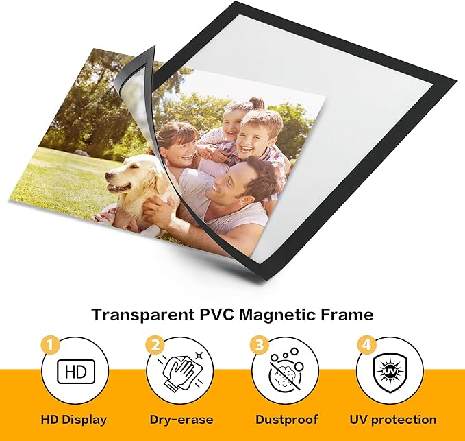 VAIIGO 5Pack Magnetic Frames for Refrigerator - 8.5 x 11 Magnetic Sign Holder, Magnetic Paper Holder Document Holder for Fridge, Metal, Whiteboard Surface - Magnetic Picture Frame Poster Frame