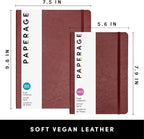 PAPERAGE Softcover Lined Journal Notebook (Burgundy), 176 Pages, Large B5 College Ruled Notebook, 7.5 inches x 9.8 inches - 100 GSM Premium Paper, Soft Vegan Leather Journal for Home, Work & School