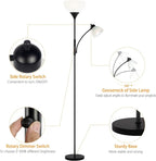 RISLG Floor Lamp, Dimmable Standing lamp, Stepless Dimming Brightness, Included 9W and 5W LED Bulbs, Industrial Floor Lamp for Living Room, Bedroom, Office, Reading