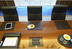 DACASSO Leatherette Conference Table Pad - Luxury Leather Desk Blotter for Writing - Padded Executive Desk Surface Protector - (Black, 17” x 14”)