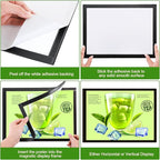 Marspark 50 Pcs Magnetic Sign Holder 8.5 x 11 Self Adhesive Wall Mount Magnetic Document Paper Holder Display Picture Frame with Border and Clear PVC Front Cover for Office Wall Window Store
