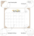 2026 Desk Calendar - 18 Month Desktop Calendars (Jan 2026–Jun 2027),Large 22x17 Monthly Calendar with Home & Office Floral Desk Pad Calendars (Apricot, 22*17)