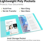 Dunwell Presentation Binder 12-Pocket, Displays 24 Pages, 8.5x11 Portfolio Binder with Plastic Sleeves, Storage and Organizer for Documents, Certificates, Projects, Photos (Aqua)