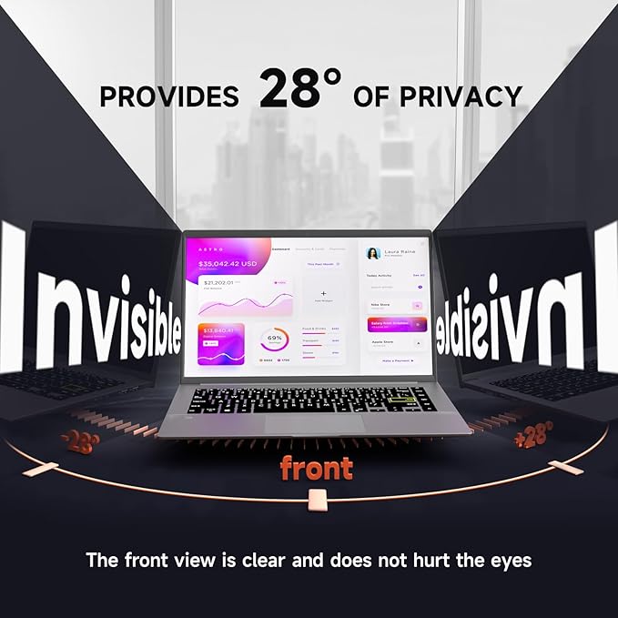 Mamol Laptop Privacy Screen 16 Inch, Compatible with Lenovo, HP, Dell, Acer, Asus, Thinkpad, Envy, Xps - 16:9 Aspect, Anti Blue Light Glare, Removable Privacy Shield, Anti-Scratch Screen Protector
