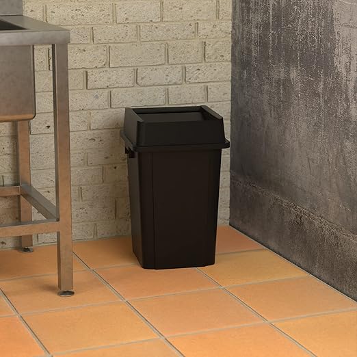 Krollen Industrial 19 Gallon Black Square Commercial Trash Can with Lid