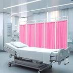 Medical Privacy Screens, Waterproof Nylon Fabric, 98.4 * 70.9 in Foldable Rolling Medical Privacy Screen with Silent Wheels, Suit for Hospitals, Clinics, and Nursing Homes (Pink, 5 Panels)