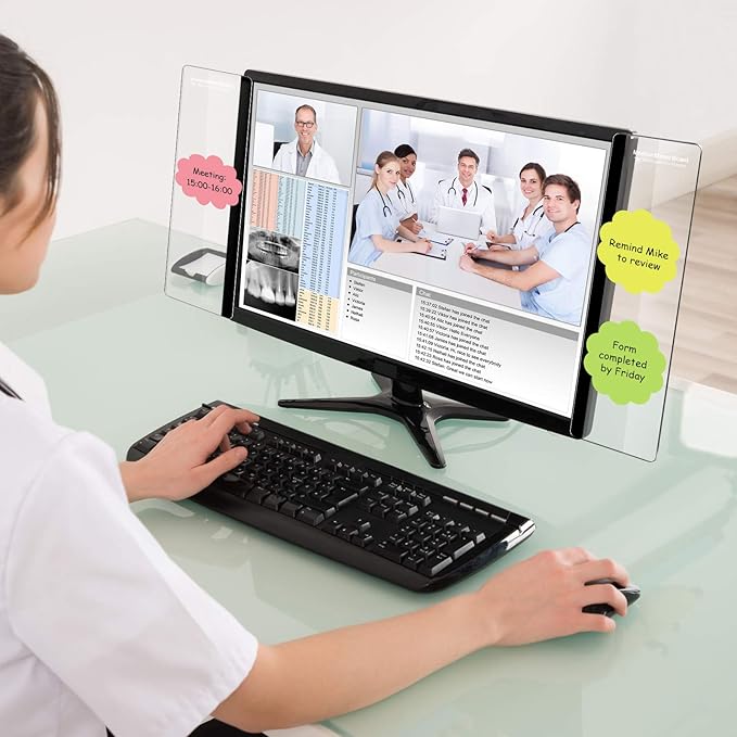 Zonon 6 Pieces Computer Monitor Notes Screen Monitor Memo Board Sticky Note Holder Message Board Computer Side Panel for Office Home Desktop Left and Right