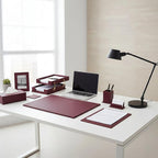 RitPin Desk Set，11-Piece Leather Desk Organizer Set, Executive Office Accessories with Desk Pad & Blotter, 2-Tier Tray, Pen Holder & More, Professional Office Desk Decor & Gift Set (Burgundy)