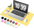 Desk Pad Protector, Leather & Suede Desk Mat, Non-Slip Desk Pad Mat, Large Mouse Pad, Waterproof Desk Blotter Mat, Desk Cover for Office, Home (Yellow, 23.6" x 13.7")