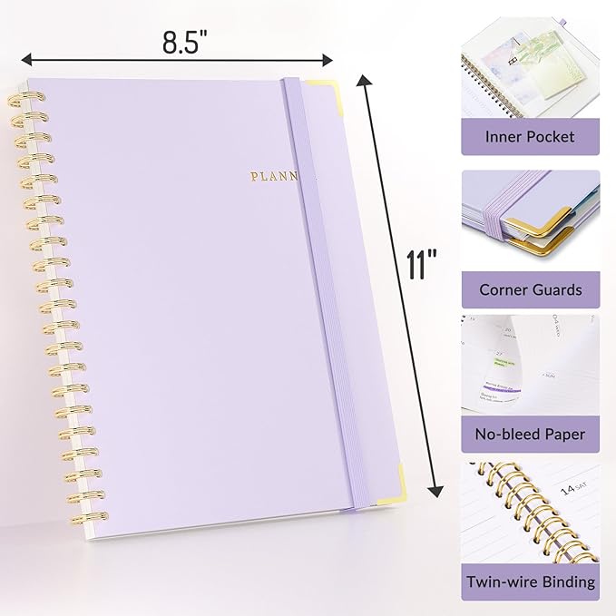 2026 Planner, Forvencer Calendar Planner Weekly and Monthly, Jan 2026-Dec 2026, 8.5" X 11", Hardcover Agenda Book, Daily Journal Organizer with Inner Pocket, Notebook for Office School, A4, Mint Green