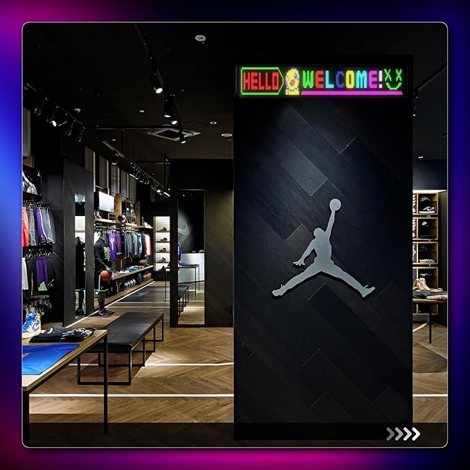 Large Programmable LED Sign, P5 Resolution Indoor Store LED Sign, Bluetooth APP, for Business Retail Shop Window Display (49"x 8")