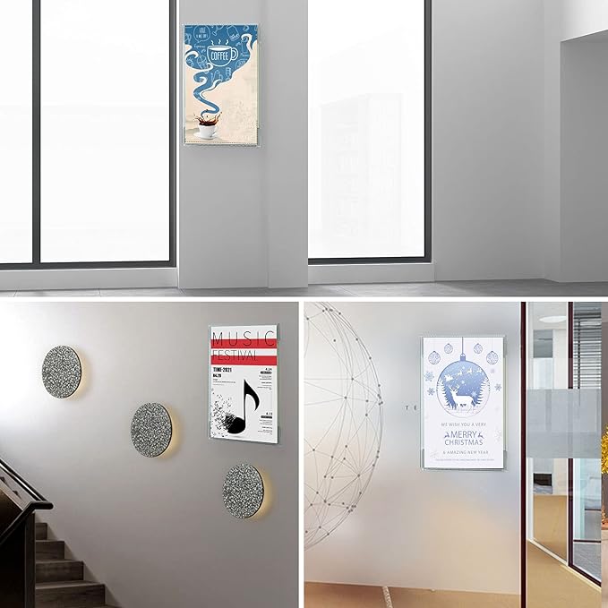 Dingelex Acrylic 8.5x11 Horizontal Sign Holder, Clear Plastic Wall Mount, 12 Pack, No Drilling, Landscape