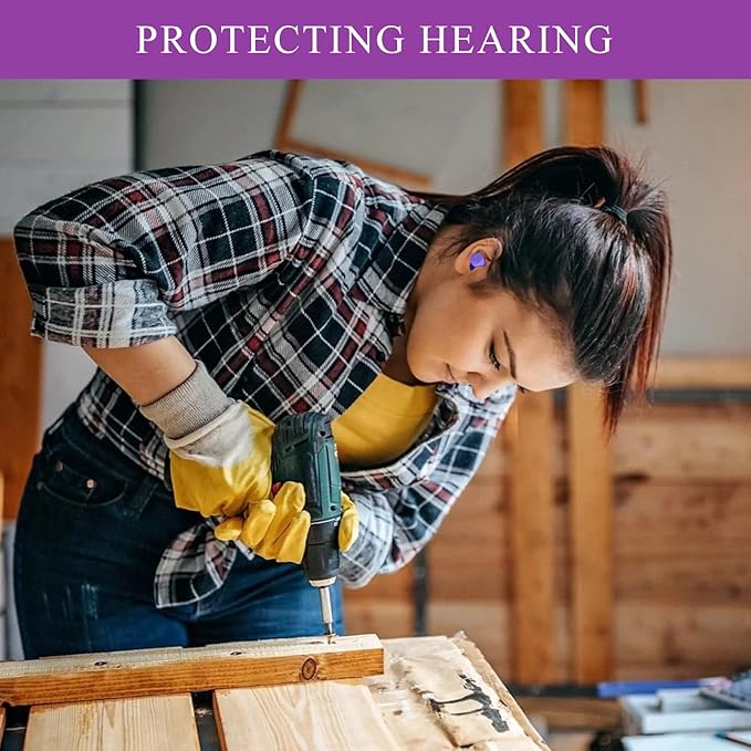 Lenicany 30Pair Soft Foam EarPlugs, 32dB Disposable Sound Blocking Noise Cancelling Ear Plugs for Concerts Loud Music/Shooting Guns/Work Construction, Hearing Safety Protection(Purple)