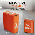 TIPGO 5 Gallon Motion Senor Bathroom Trash Can with Lid, Automatic Garbage Can Touchless, Smart Plastic Waste Basket for Narrow Spaces, Bathroom, Office, Bedroom, Living Room (Orange)