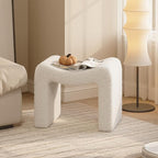 ZYKZYK Ottoman Vanity Seat, Plush Velvet Backless Stool and Small Foot Rest, Modern Accent Seating for Bedroom, Makeup Table or Living Room, White