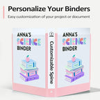 BinderX Extra Durable 3 Ring Binder, Round Ring 2 Inch Binders, Fits 450 Sheets of 8.5x11 Paper, Customizable View Cover with Inside Pockets, Cute 2" Binder, School Supplies for Girls, Blue