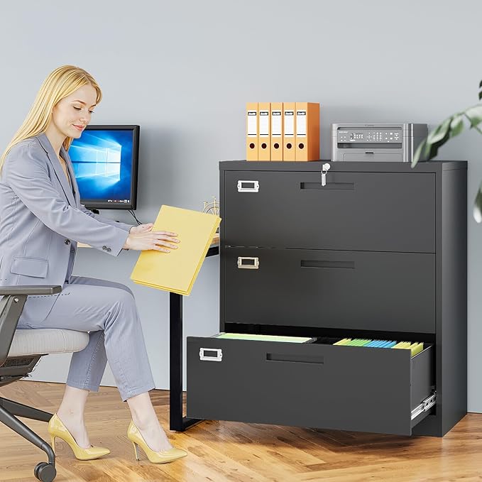 AFAIF 3 Drawer File Cabinets for Home Office, Office Storage Caninets Steel Cabnet for Letter/Legal/A4/F4-Assembly Required