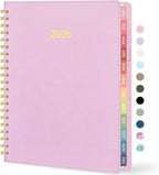 Forvencer 2026 Planner Weekly and Monthly, Jan 2026 -Dec 2026, Vegan Leather Cover Calendar Planner, 8.5" x 11" Agenda with Color Tabs, Inner Pocket, Spiral, 2026 Planner for Office School Supplies