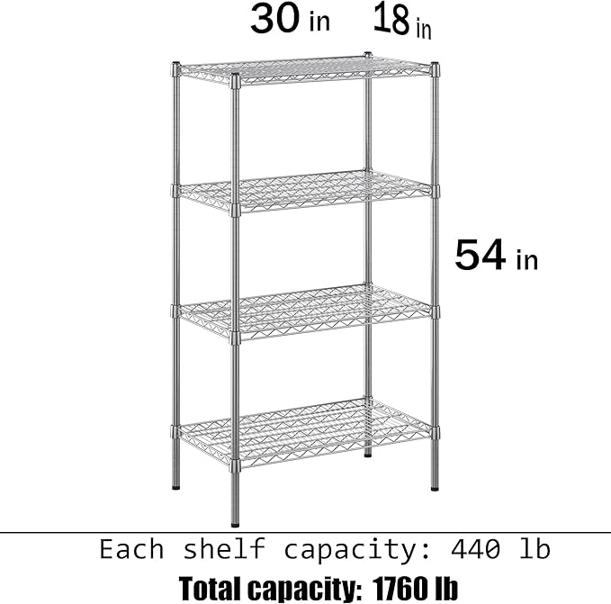 Regal Altair 18" Deep x 30" Wide x 54" Height Wire Shelving Kit | 4-Tier | NSF Commercial Storage Rack Unit