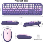 MOFII Wireless Keyboard and Mouse Combo, Full Size 2.4G Retro Round Computer Keyboard and Mouse Set, Plug and Play, for Windows, Computer, Desktop, PC, Notebook - (Purple Gradient)