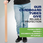 Paclord 2" x 36" Reinforced Kraft Paper Mailing Tube, Pack of 1 Tube with 2 Caps – Secure USPS Approved Poster Tube – Cardboard Tube for Shipping and Storing Posters, Prints, Artwork, or Documents