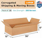 Large Shipping & Moving Boxes 30"L x 12"W x 6"H (25-Pack) - Extra Strength 200 lb vs Regular - Corrugated Durable Cardboard Boxes - Large Shipping Box - Corrugated Cardboard Box by IDL Packaging