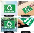 YIKIADA 10 Pack Compost Stickers 10 × 7 Inches Vinyl Weatherproof Self Adhesive Recycle Sign for Trash Cans Yard Waste Bins Home Business