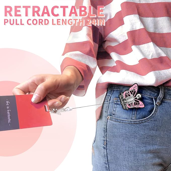 Aoryalps I AM Delightful Retractable Badge Reel Holder Retractable with ID Clip for Nurse Nursing Name Tag Card Nursing Student Teacher Doctor Medical Assistant Work Office Clip-Gifts for Nurse