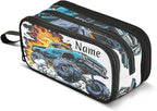 BOENLE Custom Truck Flame Pencil Case Box Boys Girls Personalized Name Large Pencil Pouch Stationery Pen Bag Organizer for Kids Adults School Office