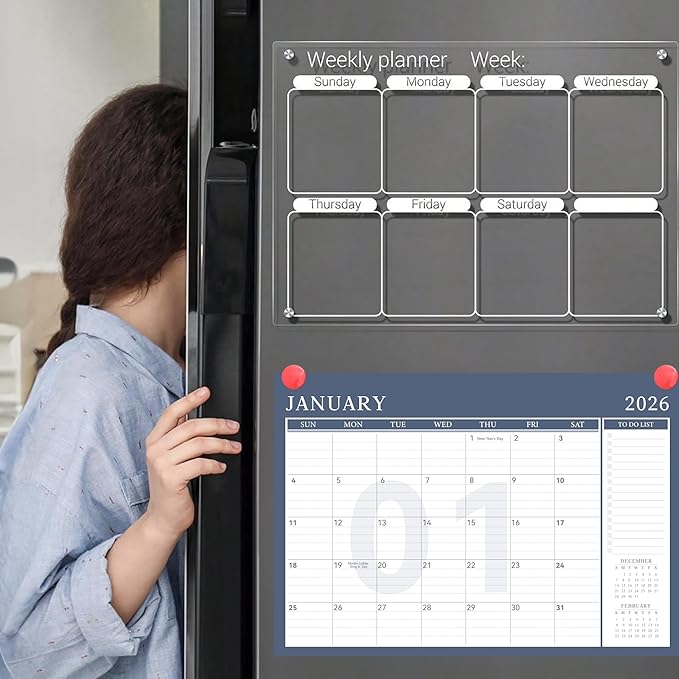 Yoment Desk Calendar 2026 Leather Desk Calendar with To-Do Lists, 13 Months Desk Pad Wall Calendar with Pen Holders PVC Cover for Work Office School Home Women Men, Dec 2025-Dec 2026, 17 x 12, Blue