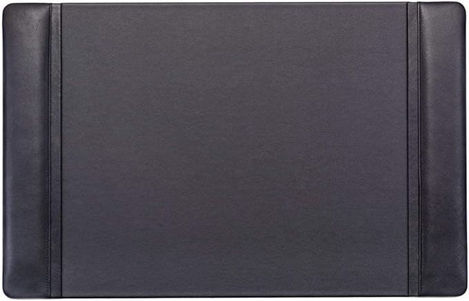 Dacasso Black Leather 22" x 14" Side Rails Desk Pad